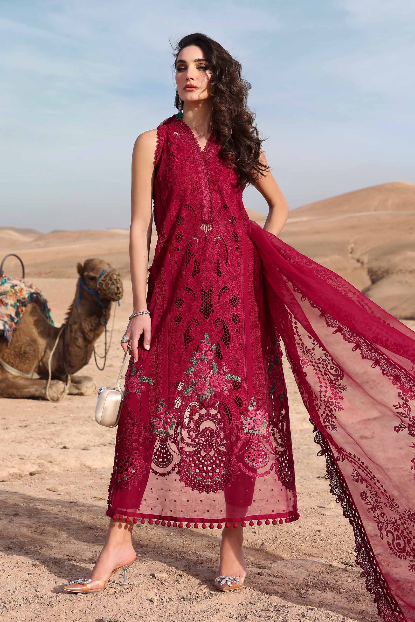 Maria B - D-2504-A 3 Piece Embroidered Lawn Suit XL / Lawn / Red Maria B - D-2504-A 3 Piece Embroidered Lawn Suit XL / Lawn / Red