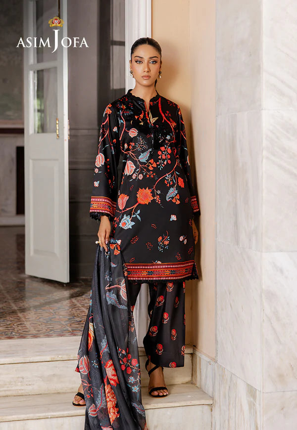 Asim Jofa - AJPB-200 3 Piece Printed Charmeuse Silk