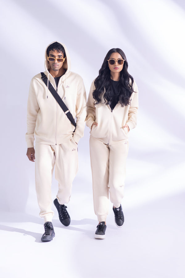 Zipper Hoodie - White Sand