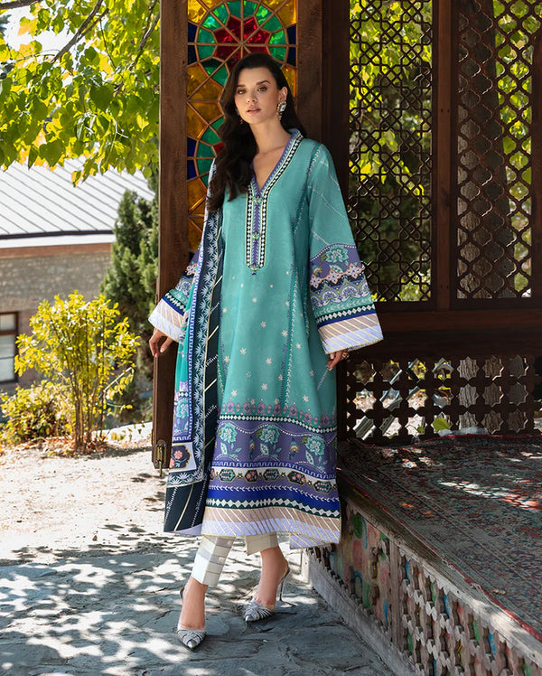 Mushq - HUNPS250110 - Lunar Dew Three Piece Printed Raw Silk