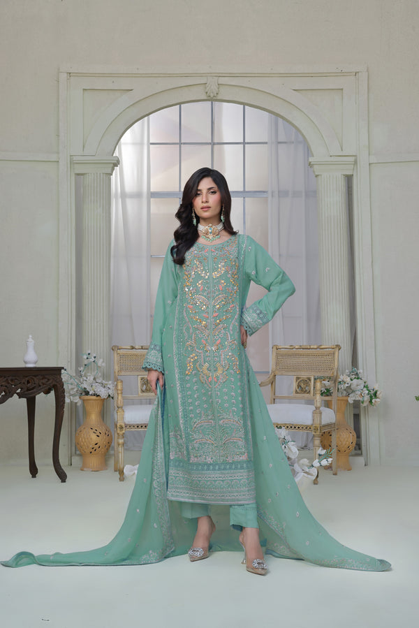 Wardah Uzair - 05092502 - 3 Piece Embroidered Chiffon