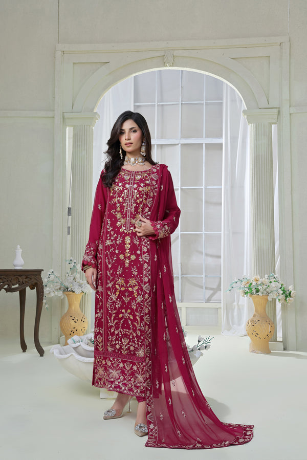Wardah Uzair - 18032502 - 3 Piece Embroided Chiffon