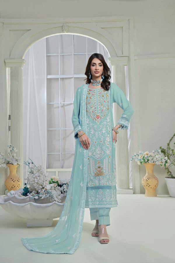 Wardah Uzair - 18032505 - 3 Piece Embroidered Chiffon