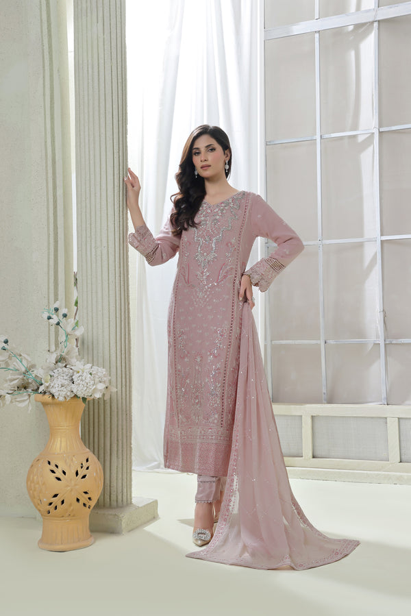 Wardah Uzair - 05092501 - 3 Piece Embroidered Chiffon
