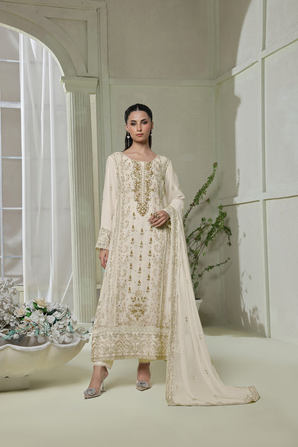 Wardah Uzair - 18032506 - 3 Piece Embroidered Chiffon
