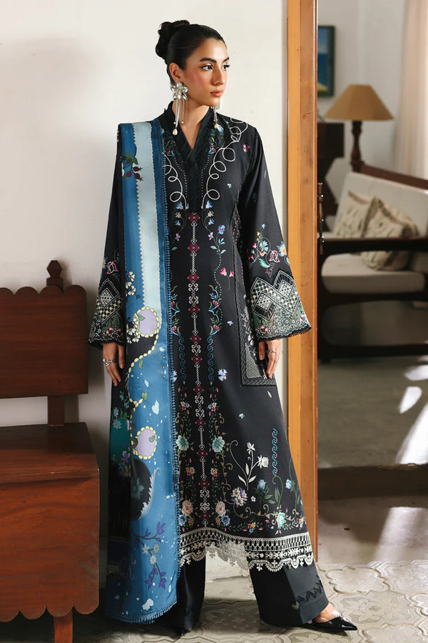 Qalamkar - QW-06 B Skye Three Piece Jacquard Weaved