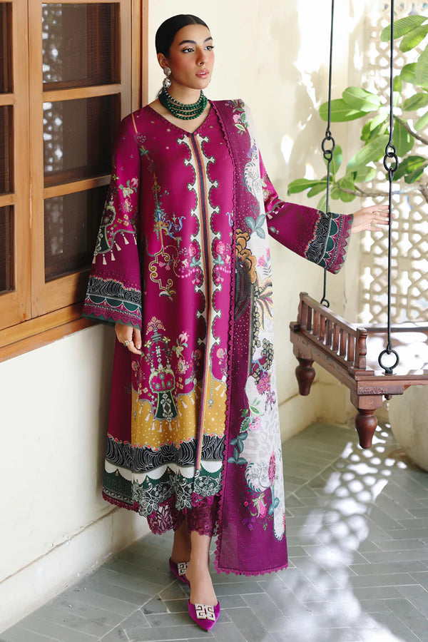Qalamkar - QW-04 B Lacey Three Piece Jacquard Weaved