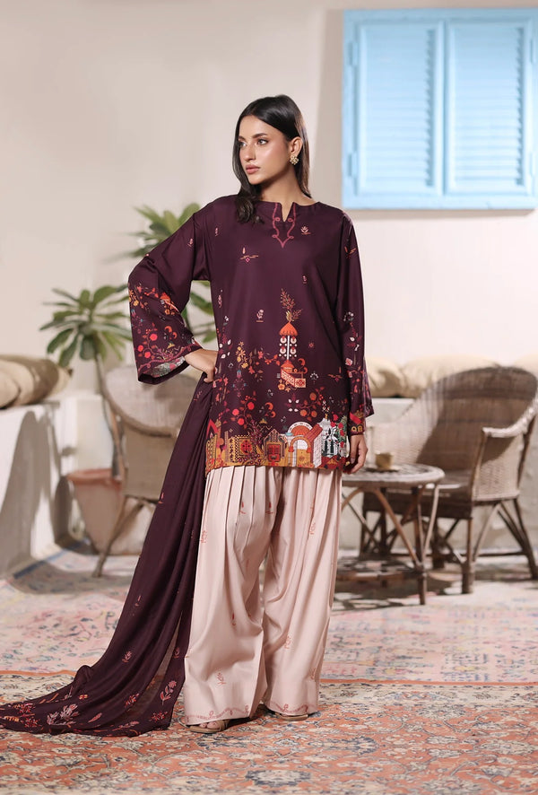 Ak by Amna Khan - Velvet Grape Two Piece Cambric