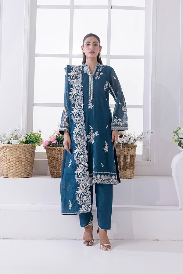 LSM - LG-UB-0138 3 Piece Embroidered Khaddi Net