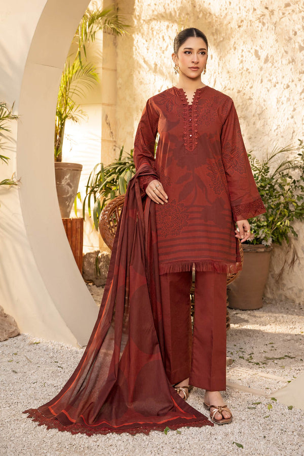 Maria B - MB-ELHV1-12 3 Piece Printed Lawn