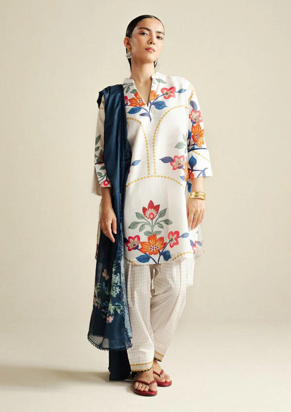 Zara Shahjahan - Coco-3A-Loom 3 Piece Printed Slub Cotton