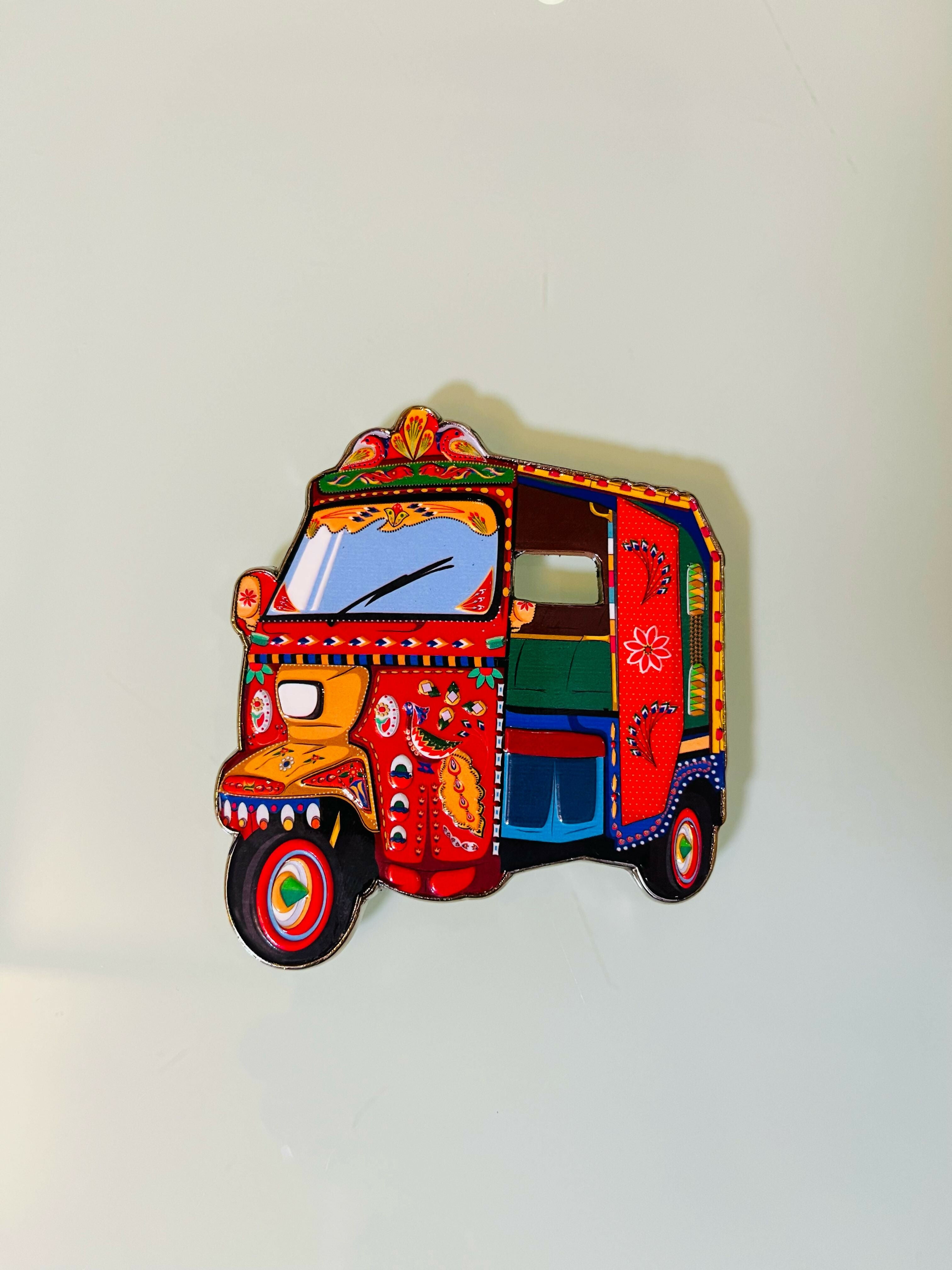 Gul Khan Rickshaw Metal Diecast Truck Art Fridge Magnet – String & Thread