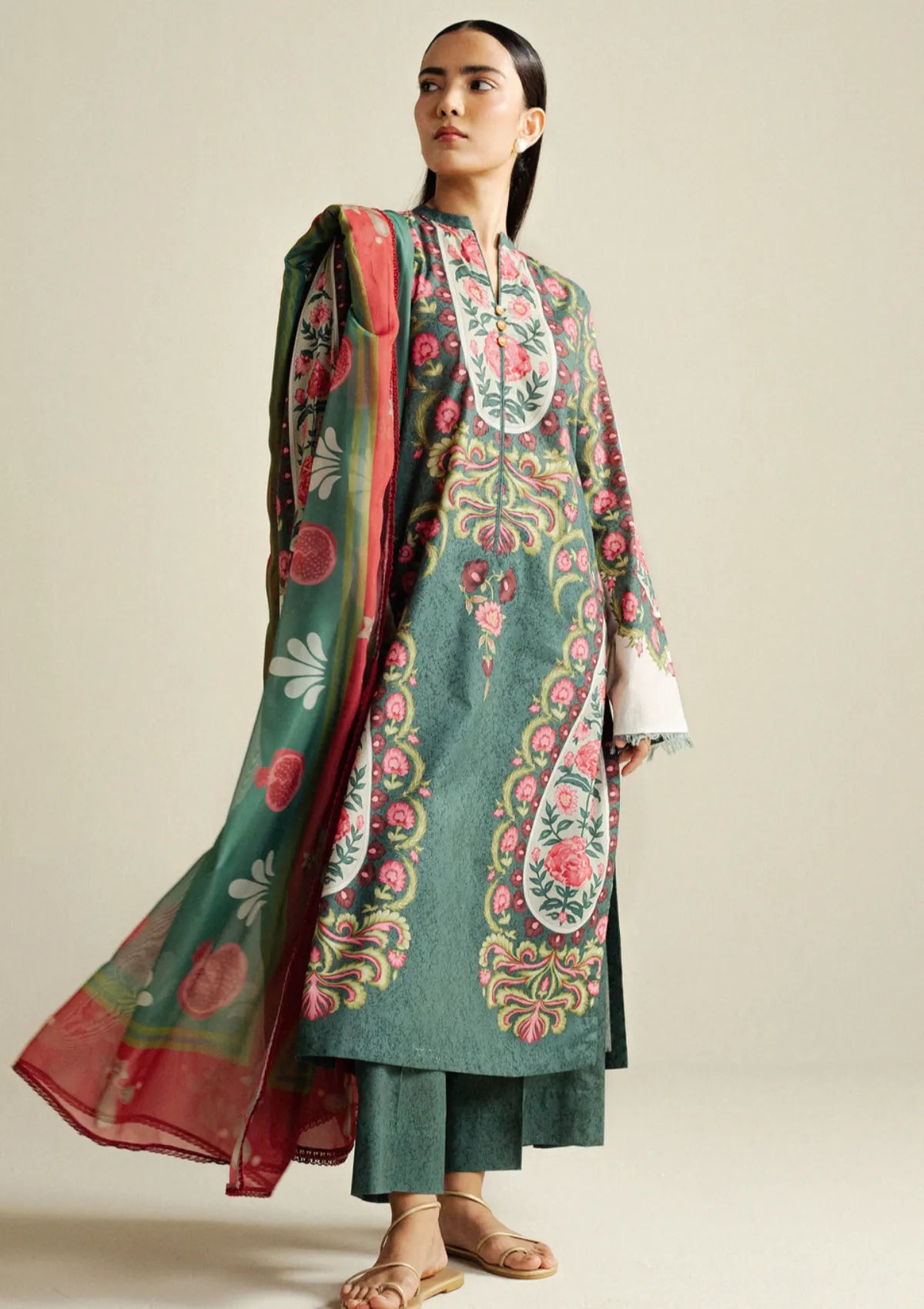 Zara Shahjahan - Coco-9A-Sol 3 Piece Printed Cambric
