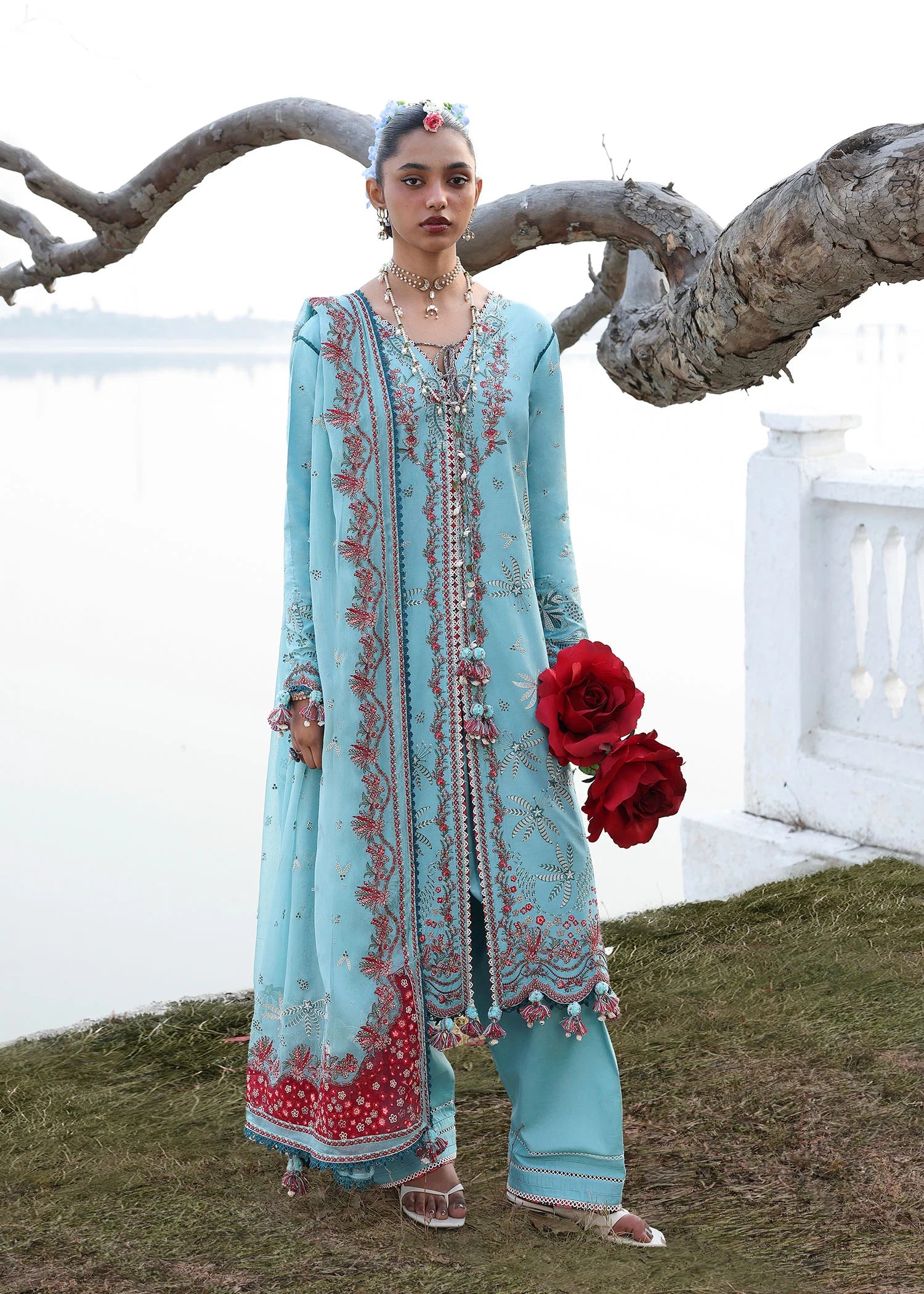 Hussain Rehar Sepher Three Piece Embroidered Lawn Suit – String & Thread