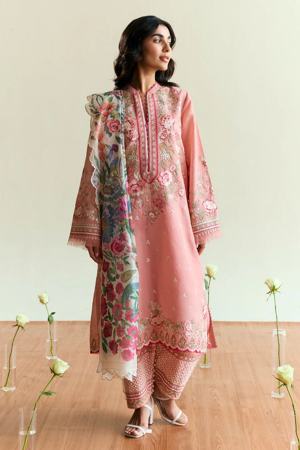 Zara Shahjahan - Coco-D9-Sable 3 Piece Lawn Suit