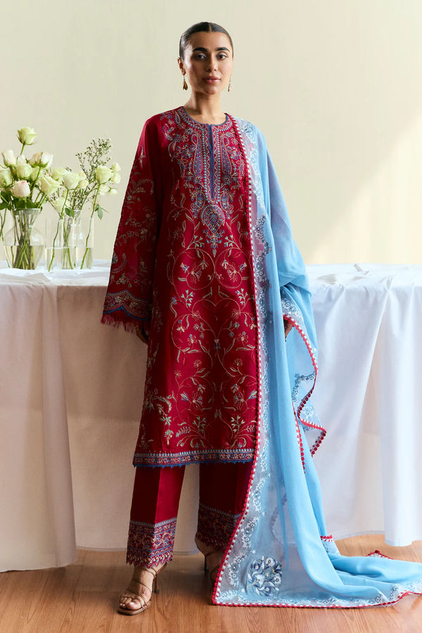 Zara Shahjahan - Coco-D1-Opal 3 Piece Embroidered Lawn