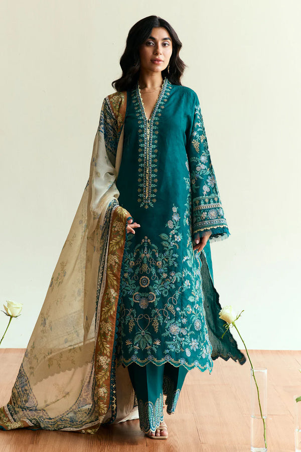 Zara Shahjahan - Coco-D4-Marigold 3 Piece Jacquard Suit