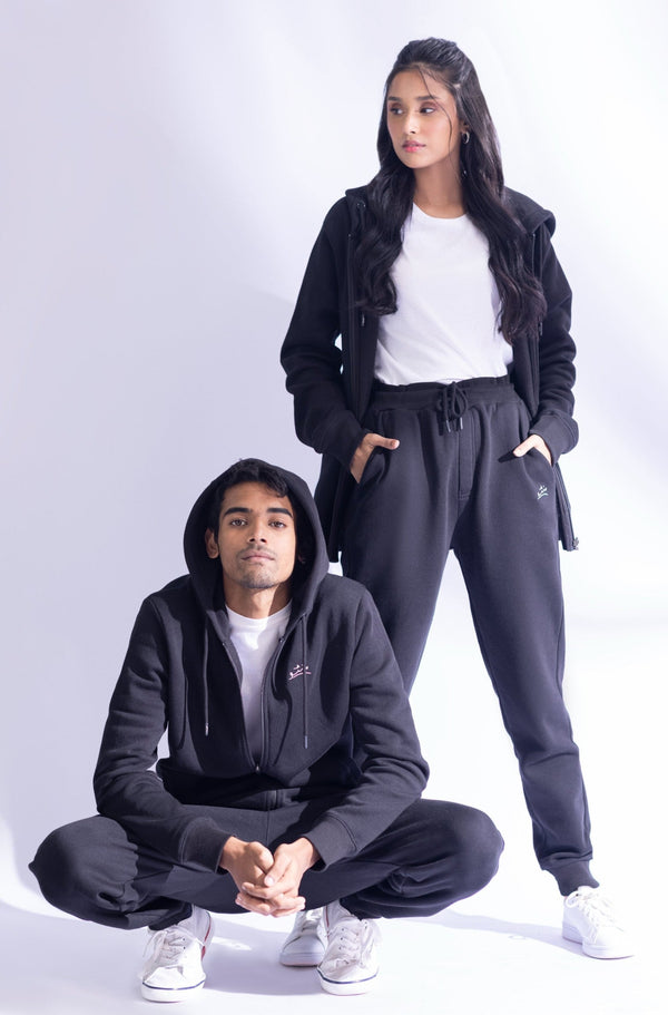 Zipper Hoodie - Raven Black