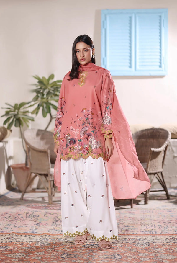Ak by Amna Khan - Coral Souffle Two Piece Cambric