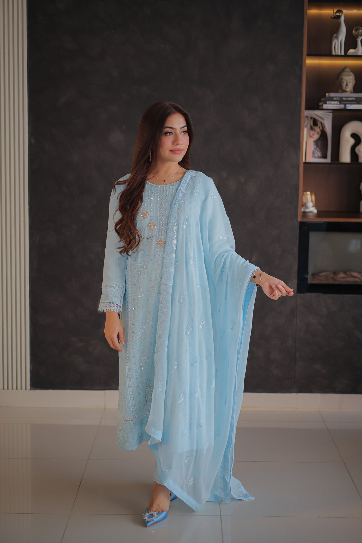 Wardah Uzair - 01032603 - Three Piece Embroidered Chiffon
