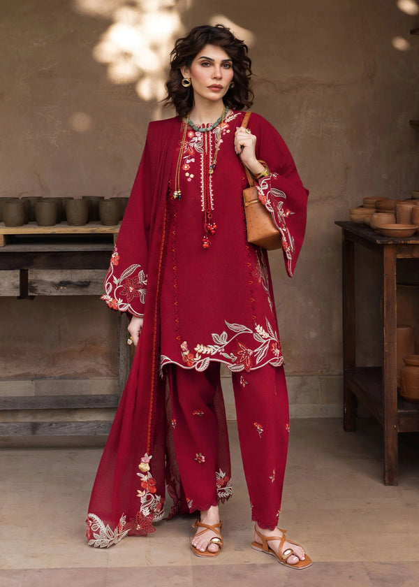 Crimson - Nina Nakhray Three Piece Karandi
