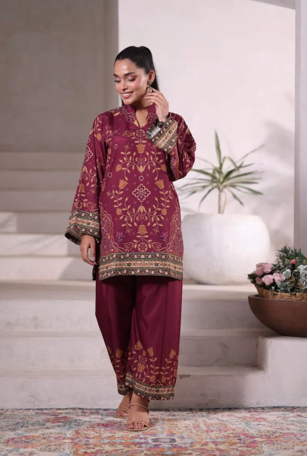 Ak by Amna Khan - Plum Mojito Two Piece Polly Cambric