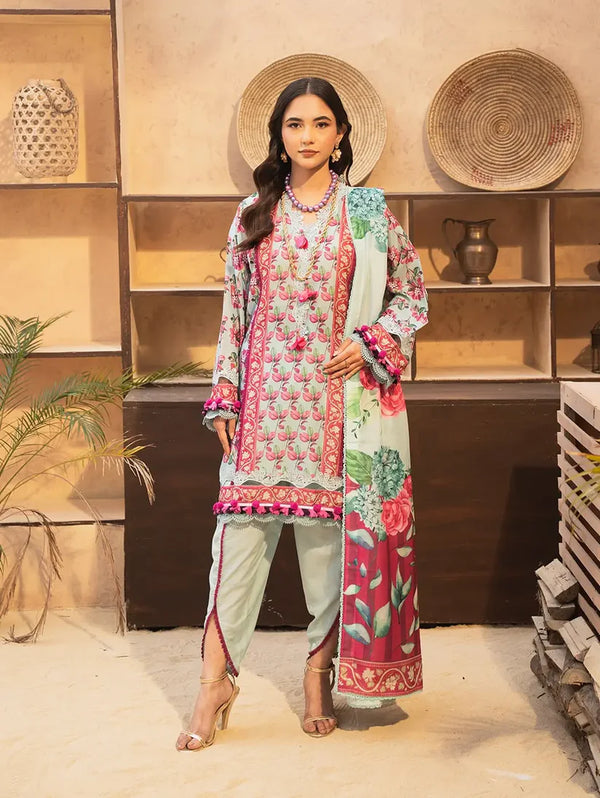 Menaal - DP-03A Three Piece Printed Lawn