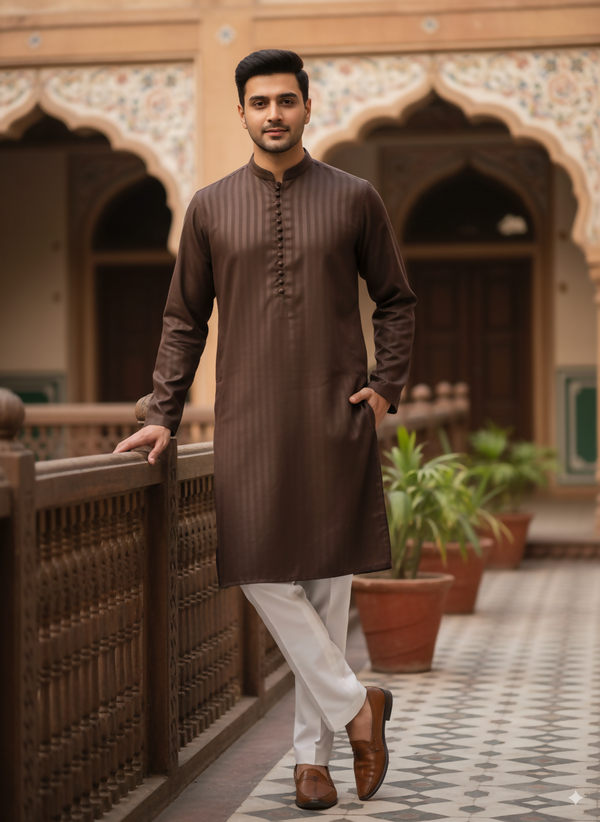 Brown Stripe Kurta