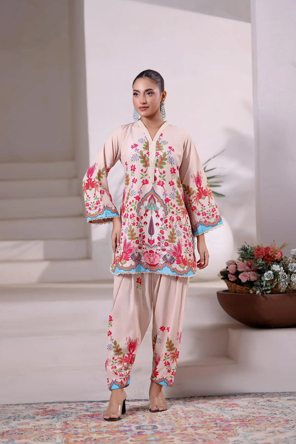 Ak by Amna Khan - Blackberry Smoothie Two Piece Polly Cambric