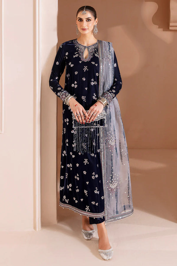 Jazmin - CVF D-03 Chaand  Three Piece Embroidered Velvet Suit
