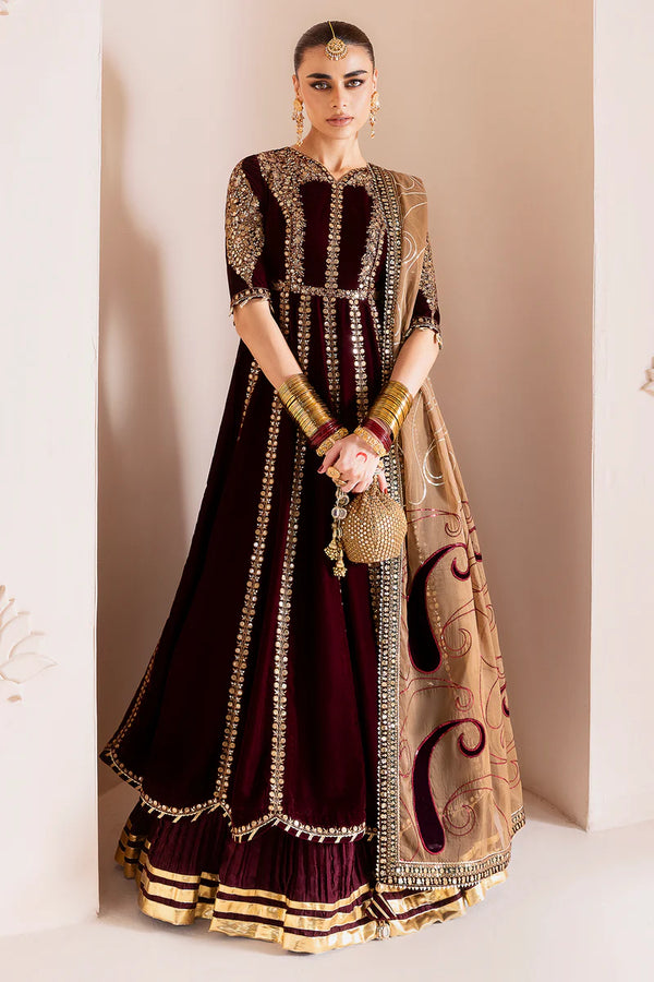 Jazmin - CVF D-12 Gulmira Three Piece Embroidered Velvet Suit