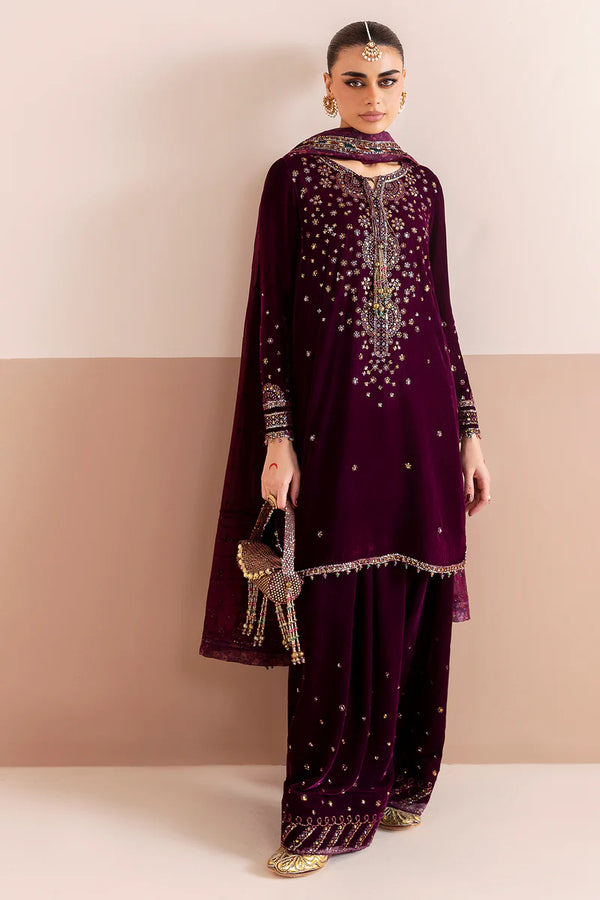 Jazmin - CVF D-05 Roshaneh Three Piece Embroidered Velvet Suit