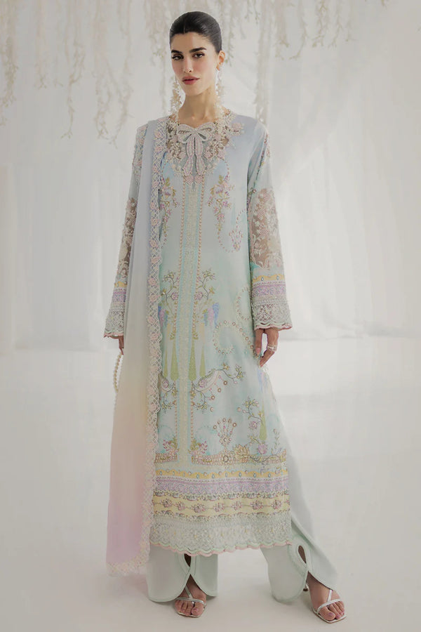 Qalamkar - LK-01 Keeva Three Piece Embroidered Crepe Silk