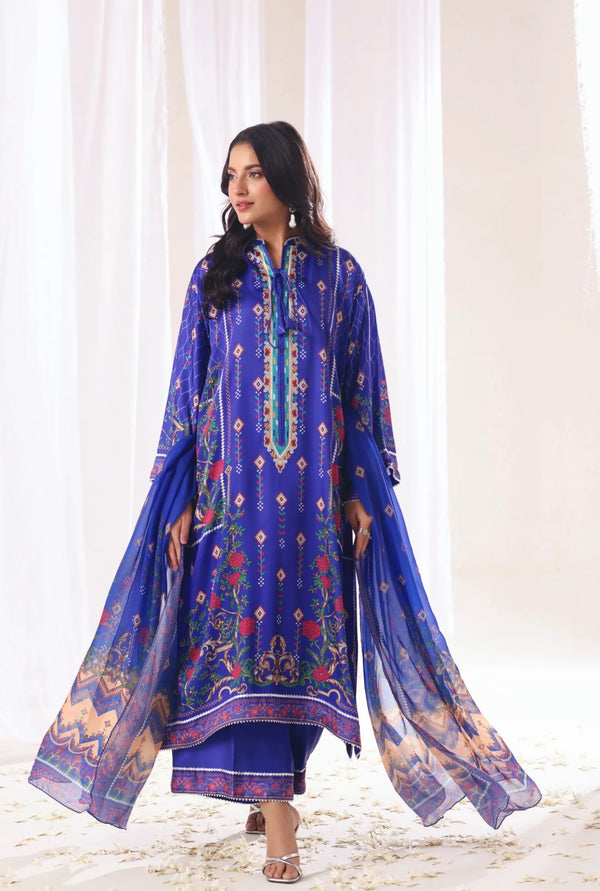 Ak by Amna Khan - Neel Three Piece Charmeuse Silk
