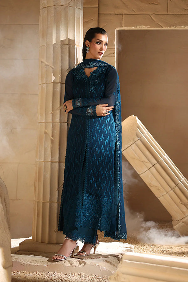 Azure - Celeste Three Piece Embroidered Chiffon