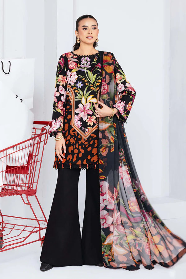 Maria B - MB-CUS25-1101-B Three Piece Printed Slub Khaddar