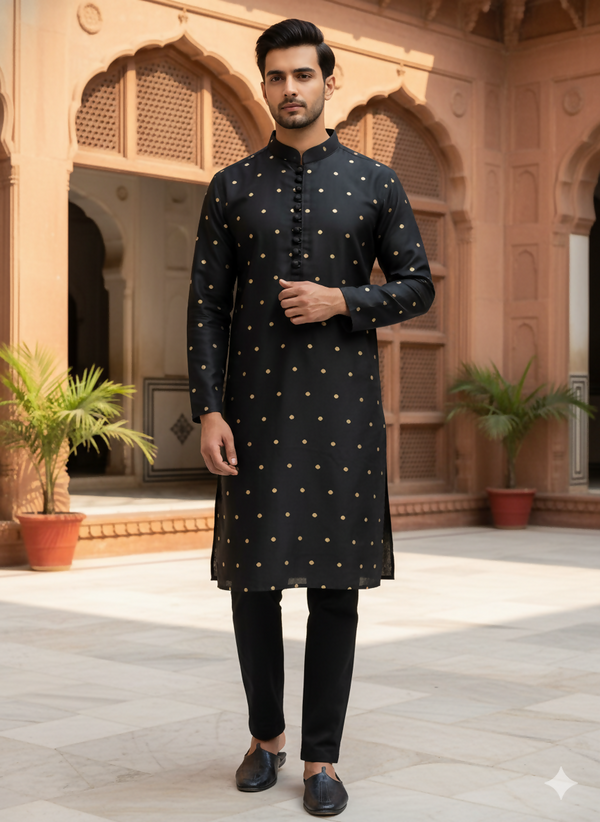 Black Banarasi Kurta