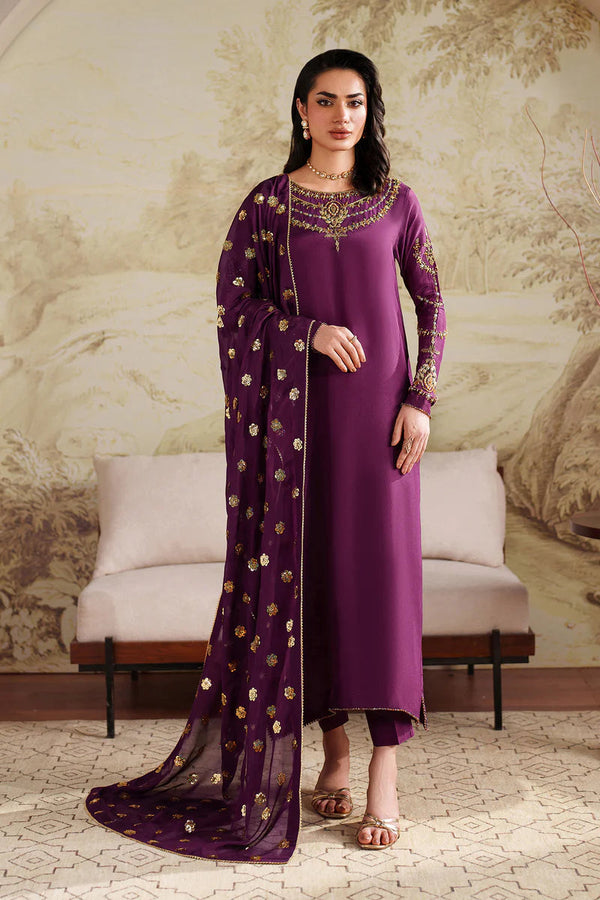 Zarif - ZHE-01 Umairah Three Piece Raw Silk