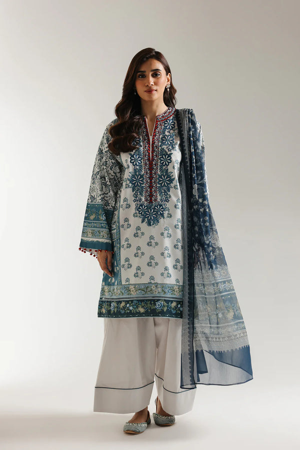 Ethnic - E0613-203-622 Three Piece Lawn Suit