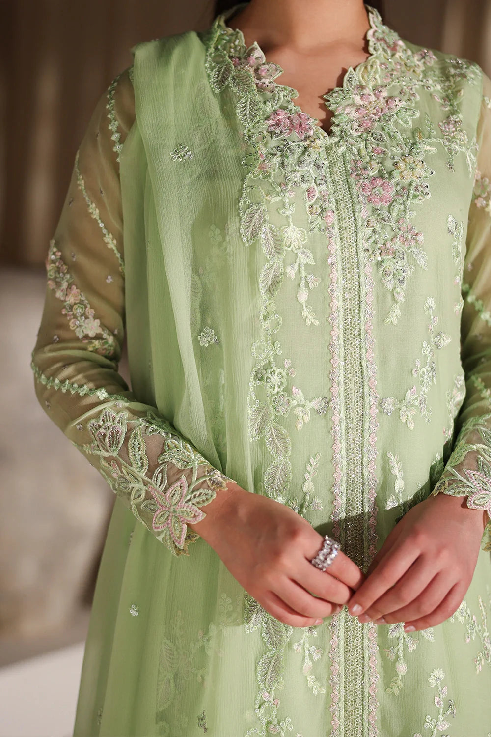 Azure Fairy Fern Three Piece Chiffon Suit – String & Thread