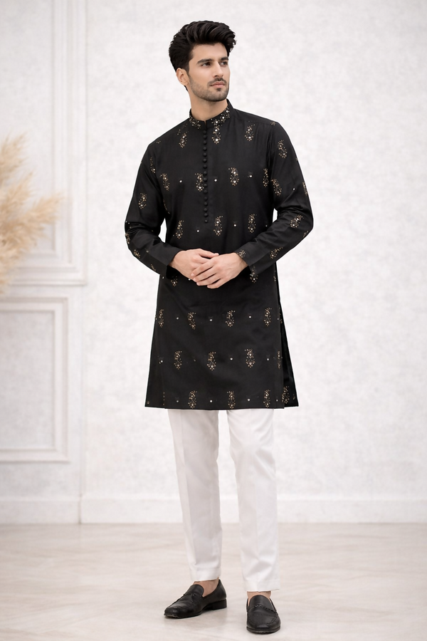 J Pardesi - Badshahi Black Kurta Pajama
