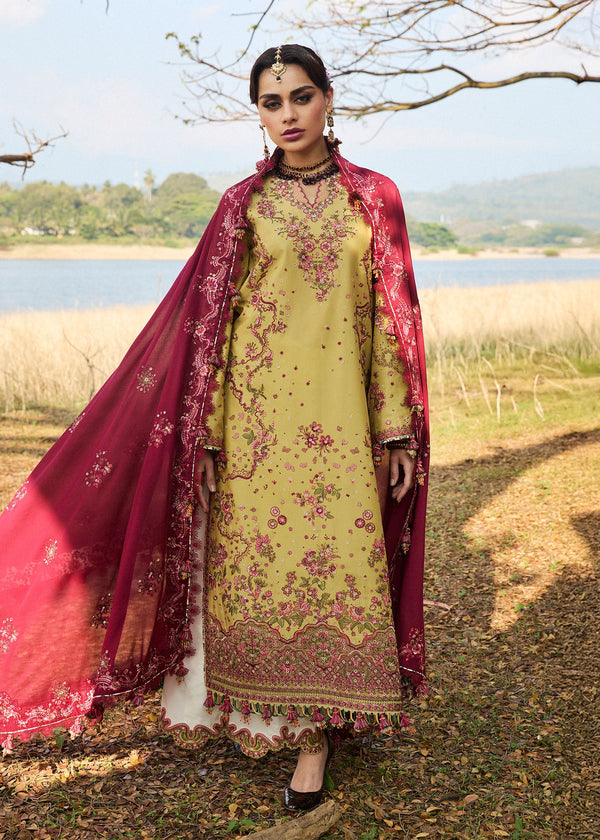 Hussain Rehar - D-663 Minted 3 Piece Embroidered Lawn