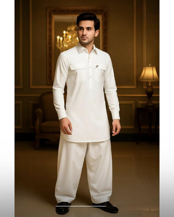 White Farshi Shalwar Suit