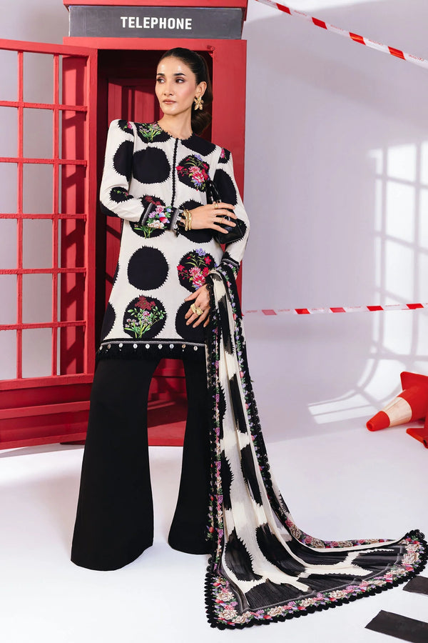 Maria B - MB-CUS25-1107-B Three Piece Printed Marina Twill