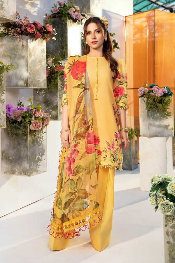 Maria B - MB-CUS25-701-A - 3 Pc Embroidered Lawn Suit