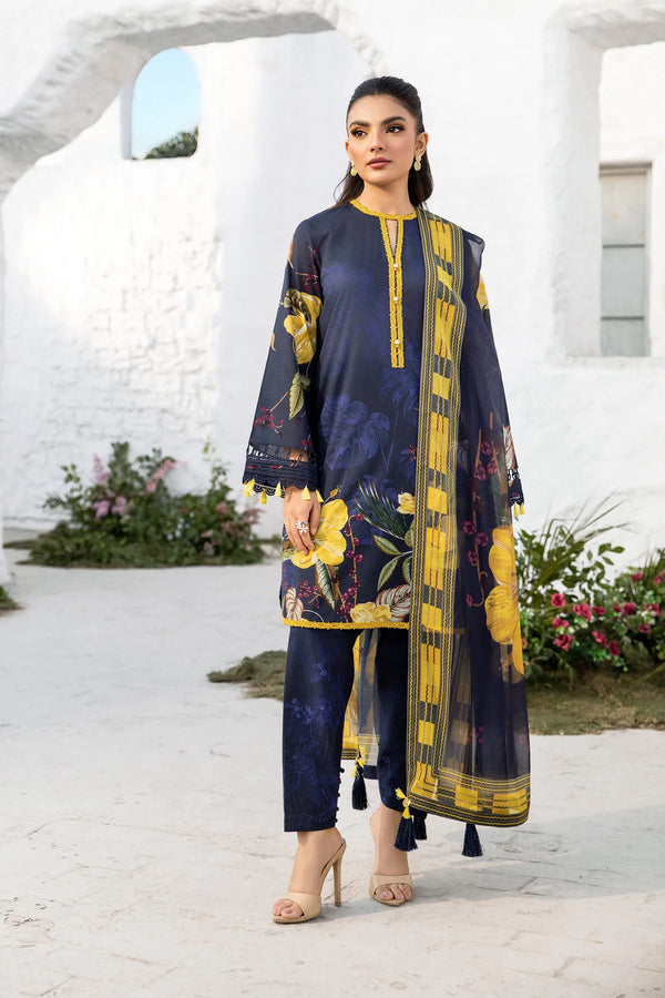 Maria B - MB-CUS25-710-B - 3 Pc Embroidered Lawn Suit