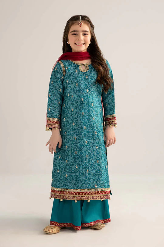 Maria B Kids - MKS-EF25-33 3 Piece Raw Silk Suit