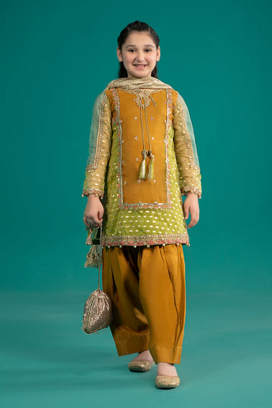 Maria B Kids - MKS-EF25-34 3 Piece Organza Lurex Suit