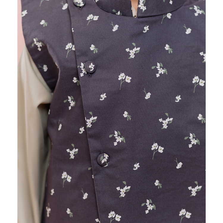 Cotton Dimples Heritage Waistcoat For Boys Floral Print – String & Thread
