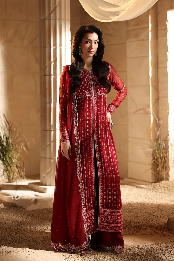 Azure - Rubrum Three Piece Embroidered Chiffon